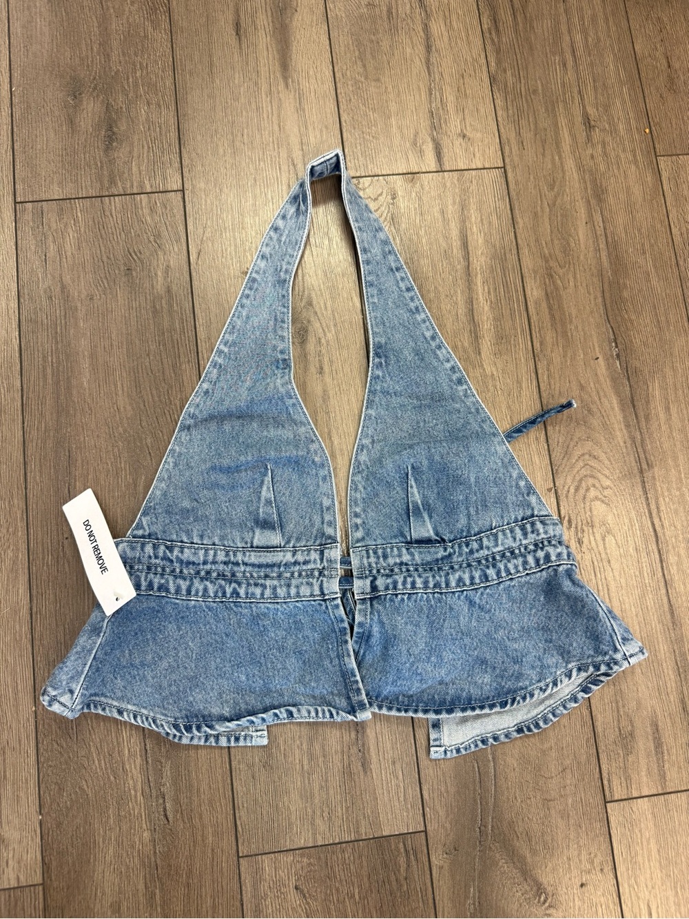 Princess Polly Light Blue Denim Halter Crop Top